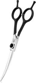 Dog Grooming Scissors - 6" Downward Curved Grooming Scissors | Downward Curved Safety Blade, for Trimming Face and Paws, for Dogs and Cats, Sharp and Precise, Ambidextrous, Black