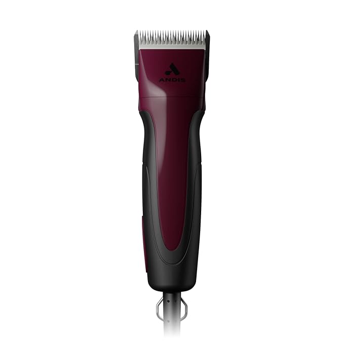 Andis 68530 Excel 5-Speed Detachable Blade Clipper Kit, Burgundy | 5-speed rotary motor with new blade drive technology, soft-grip anti-slip dog grooming clipper