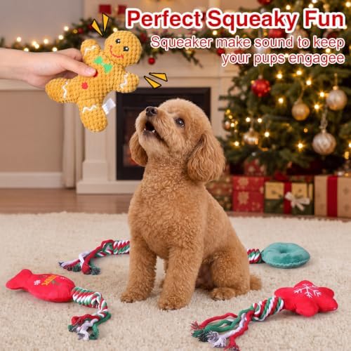 Soulchen 10 Pcs Christmas Dog Toys Plush Squeaky Puppy Toy - Image 4