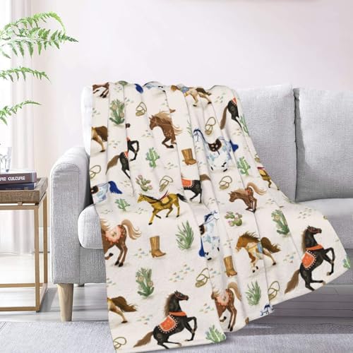 Horses Flannel Fleece Throw Blanket, Cozy Soft Warm Blankets for Couch Bed Travel, for Women Men Kids 60"x50" - Image 2