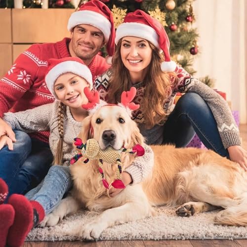 Christmas Squeaky Dog Toys, Stuffed Large Dog Toys to Keep Them Busy, Interactive Plush Chew Toys with Crinkle Paper, Tough Pet Animal Toys for Small Medium Large (Elk) - Image 4