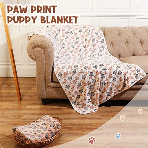Tatuo 4 Pcs Fleece Dog Blanket for Puppy Cat, Mixed, 40 x 63 in, Paw - Image 5