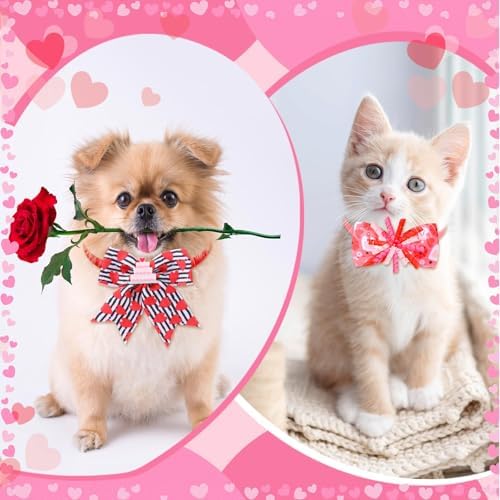 Huhumy 50 Pcs Valentine's Dog Bow Ties Valentine's Dog Collars Bulk - Image 5