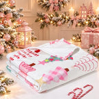 Fuweave Pink Christmas Tree Throw Blanket 50 x 60 Inches Christmas Blanket - Image 4