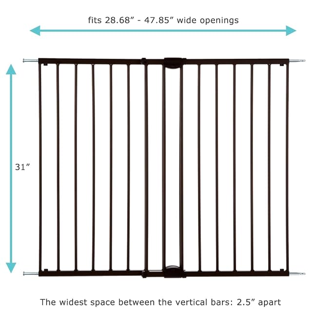 Toddleroo Easy Swing & Lock Baby Gate for Top of Stairs: 31" Tall, Bronze | Top of Stairs Baby Gate, Hardware Mount, Open-Direction Control, 28.7"-47.8" Wide, 31" Tall, One-Hand Operation, Swing-Latch