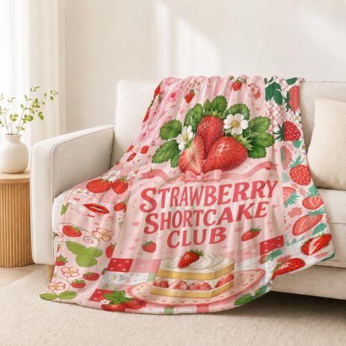Strawberry Shortcake Throw Blanket Cute Berry Dessert Gifts 50''x60'' - Image 3