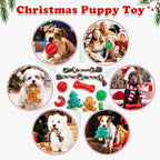 Christmas Dog Toys 9 Pack, Luxury Santa Puppy Chew Toy, Cotton Squeaky Plush Toys for Small Dogs, Durable Interactive Rope Treat Dog Ball and Bones, Rubber Teething Toys for Dogs Gifts - Image 7