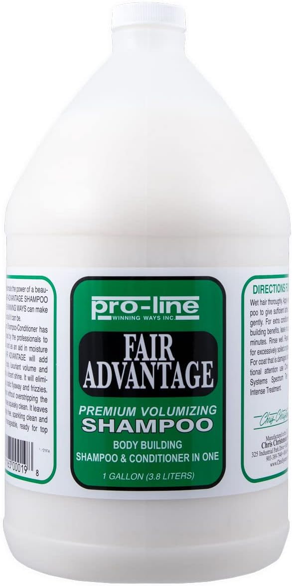 Chris Christensen Pro-Line Fair Advantage Shampoo & Conditioner - Premium Volumizing Shampoo for Dogs - Build Body While Providing Moisture - Anti Static Formula - 2 in 1 Shampoo & Conditioner-Gallon