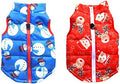 SEIS 2 Pcs Christmas Dog Cotton Wadded Jacket Snowman Pet Coat with Harness Hook Xmas Elk Cats Hoodie Vest Santa Claus Puppy Costume for Cats Small Medium Dogs (S (Chest Circumference 44cm/17.32")) by SEISPetSupplies
