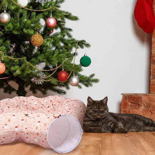 Leyndo Christmas Cat Tunnel Bed Under Tree, 37x10in Tree Skirt, Classic - Image 6
