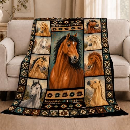 Horse Throw Blanket Horse Stuff Gifts for Kids Girls Boys Adults Women Men Soft Cozy Warm Plush Fluffy Fuzzy Fleece Blanket Decor 40''X50'' - Image 5