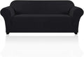 Stretch Sofa Cover Slipcover Couch Covers for 3 Cushion Couch Furniture Protector Sofa Covers with Non Slip Elastic Bottom Dogs Pet Friendly Fitted(Large Sofa 90"-100",Black)
