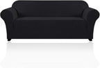 Stretch Sofa Cover Slipcover Couch Covers for 3 Cushion Couch Furniture Protector Sofa Covers with Non Slip Elastic Bottom Dogs Pet Friendly Fitted(Large Sofa 90"-100",Black)
