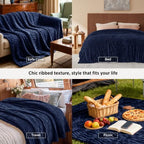 Bedsure Soft Cal King Size Blanket for Bed Navy Blue 102"x96" - Image 4