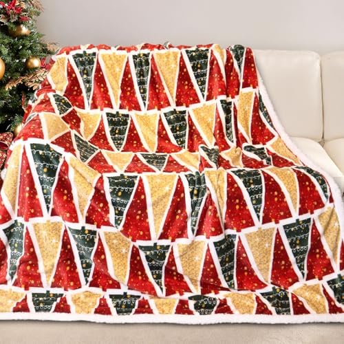 Gogreen Christmas Sherpa Fleece Twin Blanket for Couch Bed Sofa Adults -Soft and Warm Blanket for Winter, Thick and Fuzzy Throw Blanket (Twin - 60" x 80") - C by GOGREEN