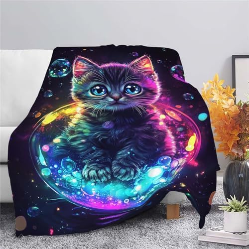 Cat Throw Blanket Cat Stuff Gifts for Kids Girls Boys Adults Women Man Soft Cozy Warm Plush Fluffy Fuzzy Fleece Blanket Decor 60''X80'' - Image 5