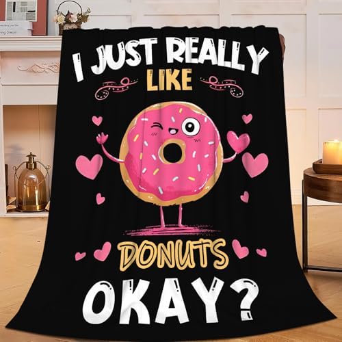 Donut Blanket for Girls Women Boys Men Adults Kids Soft Cozy Fleece Dessert Cake Throw Blankets Lovers Gifts Warm Flannel Plush Lightweight Decor for Couch Bed Sofa 80"X60" by Unknown