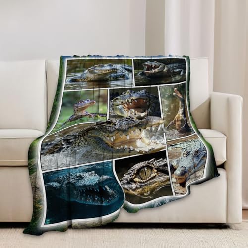 Crocodile Blanket Alligator Animal Throw Blankets Gifts for Girls Boys Kids Crocodile Lover Soft Cozy Fleece Plush for Couch Sofa Bed 80"x60" - Image 4