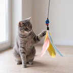 Magnetic Catch Wand V2 (Multi 24" & 40") Cat Toy - Interactive Telescoping Wands for Indoor Cats and Kittens, Stronger Magnetic Catch Durable Paracord, 3 Toy Attachments, (Multi 24" & 40")