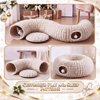 Christmas Tree Cat Tunnel 36 in Donut Bed, Cream, Bubble Fleece, Fluffy - Image 3