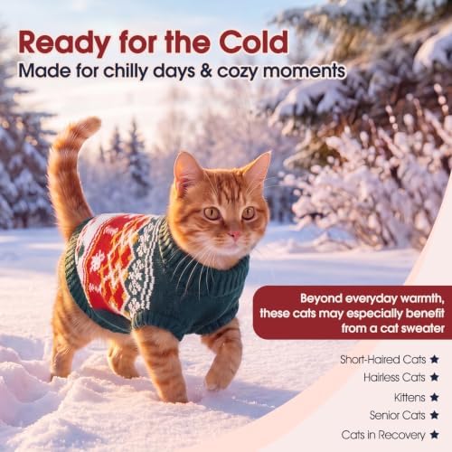 IECOii Christmas Cat Sweater for Cats, Kitten Holiday Sweater Ugly, XS-L - Image 5