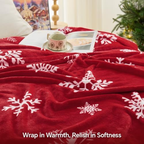 BEDELITE Christmas Throw Blanket for Decor & Gift, Red Snowflake, 50"x60" - Image 5