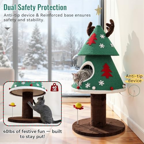 DWVO 47.2in Christmas Cat Tree - Image 4