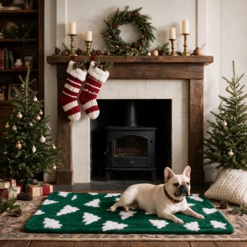 Horaldaily Christmas Green Trees Shape 3D Textured Pets Blanket 16x23 - Image 5