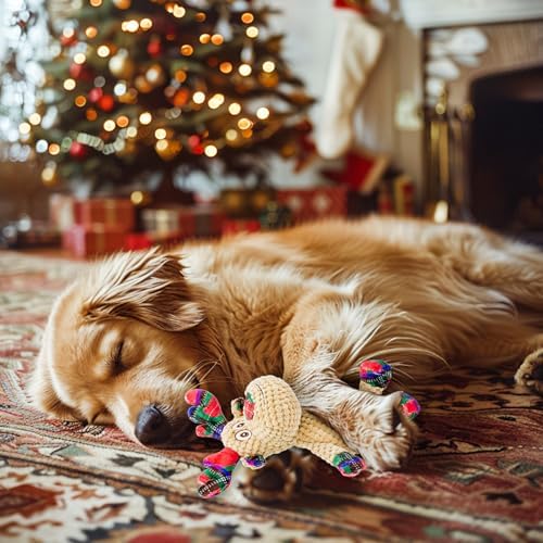 Squeaky Christmas Reindeer Dog Toys, Interactive Plush Dog Toys for Small and Medium Dogs, Suitable for Trainning and Reducing Boredom and Anxiety. (Reindeer) - Image 5