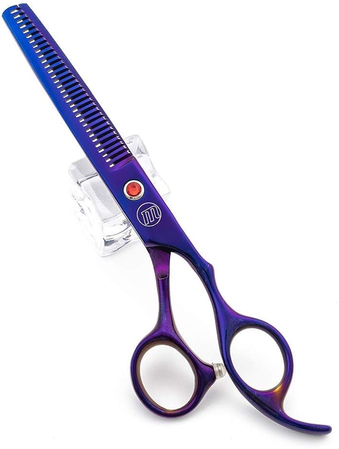 Moontay Professional 7" Dog Grooming Scissors Set 4PCS, Purple | Straight, Upward Curved, Downward Curved, Thinning/Blending Shears for Dog, Cat and Pets, JP Stainless Steel
