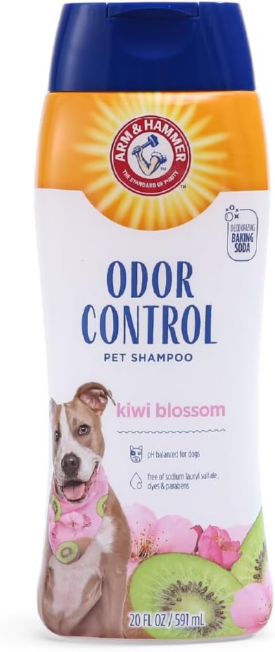 Arm & Hammer Deodorizing Dog Shampoo with Baking Soda for Odor Control, Tearless Moisturizing Formula for Sensitive Skin, Fresh Kiwi Blossom Scent, Safe for Dogs and Puppies, 20 Fl Oz