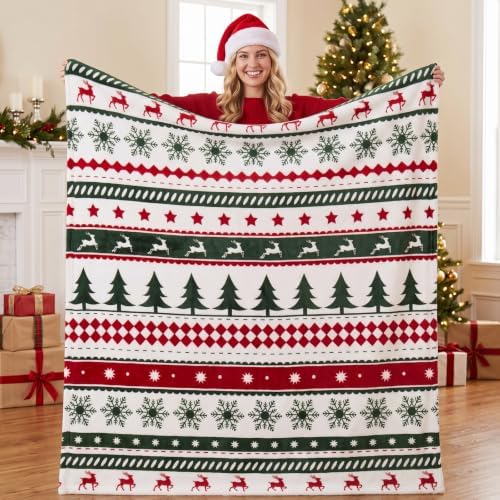 BEDELITE Christmas Stripe Twin Blanket for Decor & Gift, Red Green, 60"x80" - Image 6