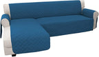 Easy-Going Reversible L-Shape Sectional Couch Cover, Large, Peacock Blue | Soft Sofa Slipcover For Dogs, Fits Left/Right Chaise Lounge Protector, Water Resistant Mat For Living Room