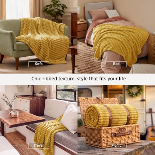 Bedsure Soft Yellow Throw Blanket for Couch Decor Gifts 50"x60" - Image 4