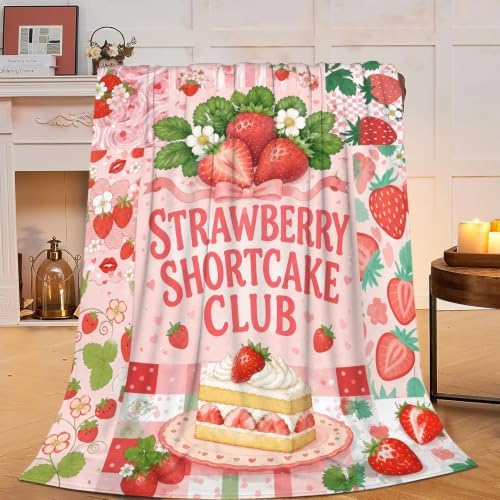 Strawberry Shortcake Throw Blanket Cute Berry Dessert Gifts 50''x60'' by Fuzawet