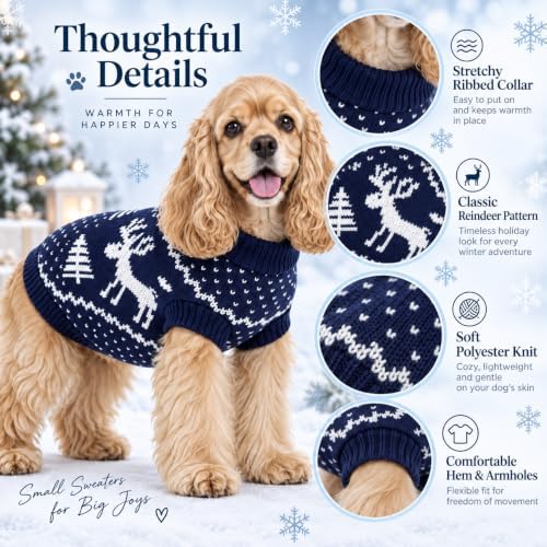 Dog Sweater for Medium Dogs Girl Boy Winter, Dog Clothes, Blue, XL - Image 5