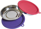 Messy Cats 4 Piece Set, 2 Stainless Bowls and 2 Lids, 1.75 Cup | Cat Feeding Set With Two Stainless Saucer Bowls And Two Airtight Silicone Lids For Meal Prep And Storage