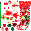 Christmas Stocking Cat Toys, 15PCS Christmas Cat Toy Set with Mouse, Squeaky Toys, Balls, Cat Teaser, Indoor Interactive Cat Toy Gift - Red by Yeghujar