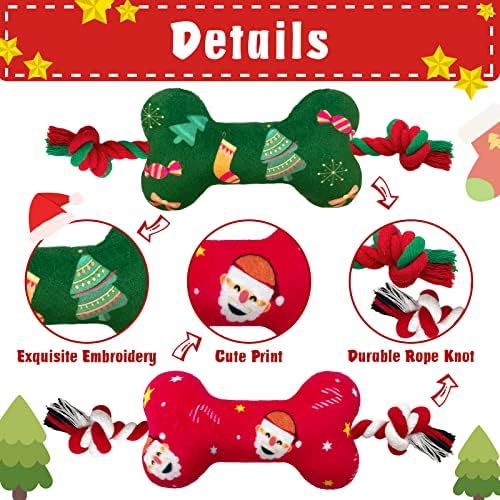 Christmas Dog Toys, 2 Pack Squeaky Plush Toys, Small & Medium Dogs - Image 4