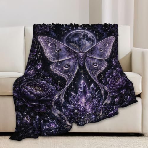Luna Moth Blanket, Mystical Moth Throw Gift for Girls Women 60"X50" - Image 6