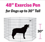 MidWest Homes for Pets 48-Inch Exercise Pen, for Indoor and Outdoor Use, 16 Sq Feet of Play, Single Door Folding Dog Pen, with Large Door Opening & Secure Latch, Easy to Set Up, Foldable Dog Playpen