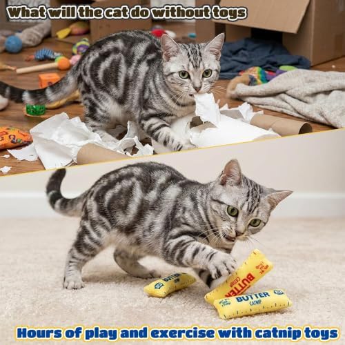 6Pcs Butter Catnip Crinkle Paper Sound Toys for Cat, Catmint Cat Toy Gift - Image 6