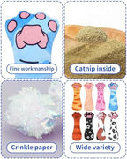 PET SHOW 4 Pack Cat Kicker Toys with Catnip Crinkle Sound Cat Toy Random Assorsted Stuffed Plush Kittens Paw Shape Natural Interactive Toys for Indoor Cats - Image 3