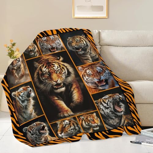 Tiger Throw Blanket Tiger Stuff Gifts for Kids Girls Boys Adults Women Men Soft Cozy Warm Plush Fluffy Fuzzy Fleece Blanket Decor 50''X60'' by Fuzawet