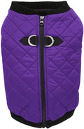 Gooby Fashion Vest Dog Jacket - Violet, Large - Warm Zip Up Dog Bomber Vest with Dual D Ring Leash Water Resistant for Small to Medium Dogs