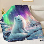 Fox Blanket Polar Fox Aurora Night Throw Stuff Gifts 80"x60" - Image 3
