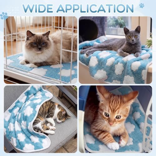 Tatuo 4 Pcs Fleece Dog Blanket for Puppy Cat, Sky Blue, 24 x 16 in, Cloud - Image 2