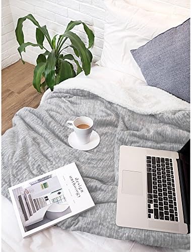 PAVILIA Sherpa Throw Blanket for Couch Sofa Bed, Melange Light Gray, 50x60 - Image 7