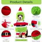 NACOCO Dog Christmas Furry Cosplay Clothes - Xmas & Halloween Dog Costume with Cape, Hat, Warm Winter Party Apparel - Monster, Santa Outfits (Green, S) - Image 3