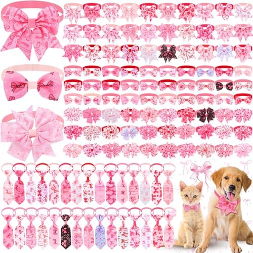 Talltalk 120 Pcs Pink Bow Dog Bow Tie Basic Collar Set by Talltalk